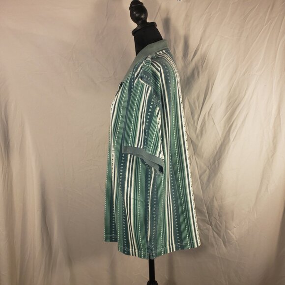 Centerfield Green Striped Polo Shirt - M - Picture 3 of 5